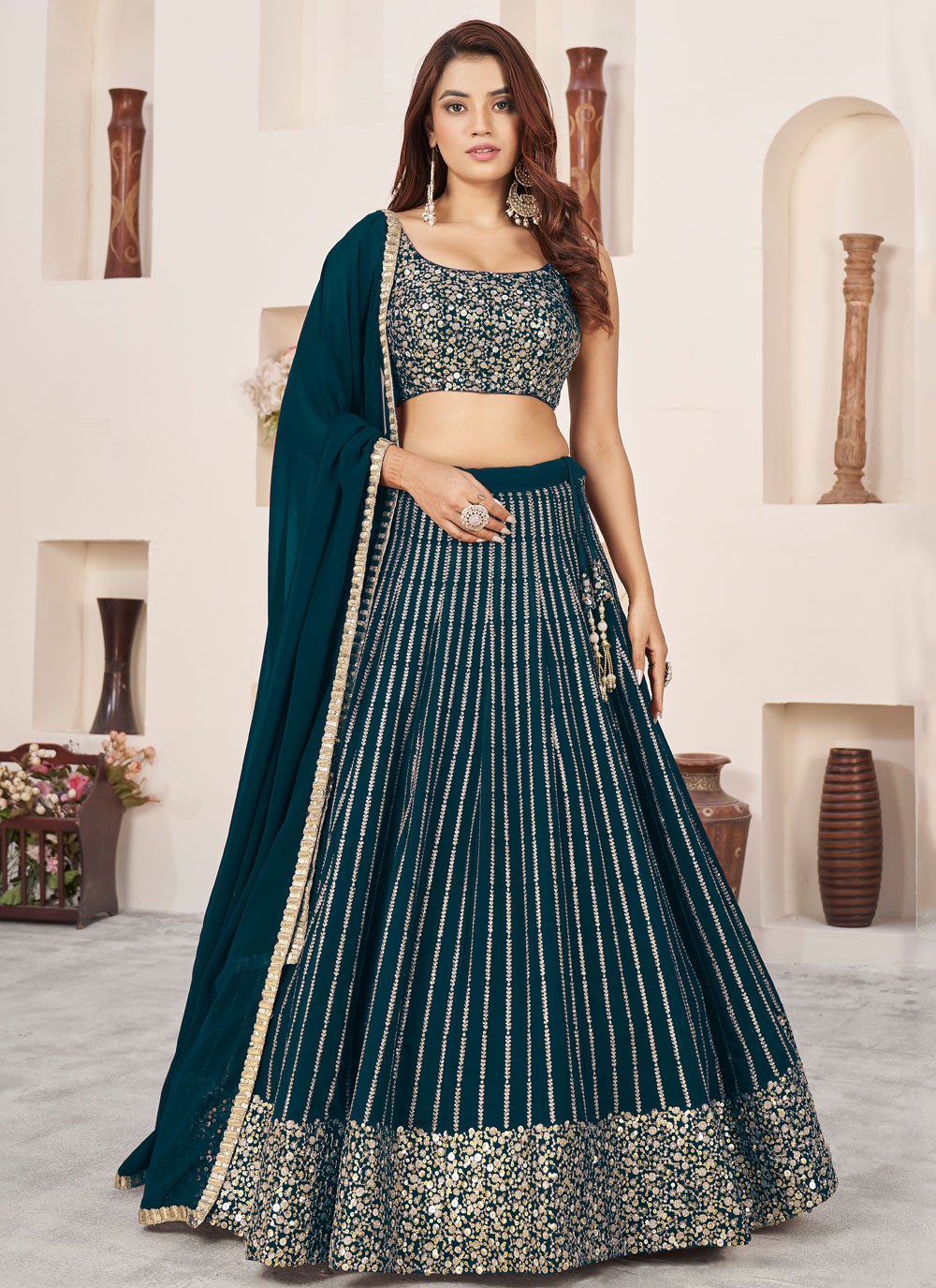 Embroidered Georgette A - Line Lehenga - L2357