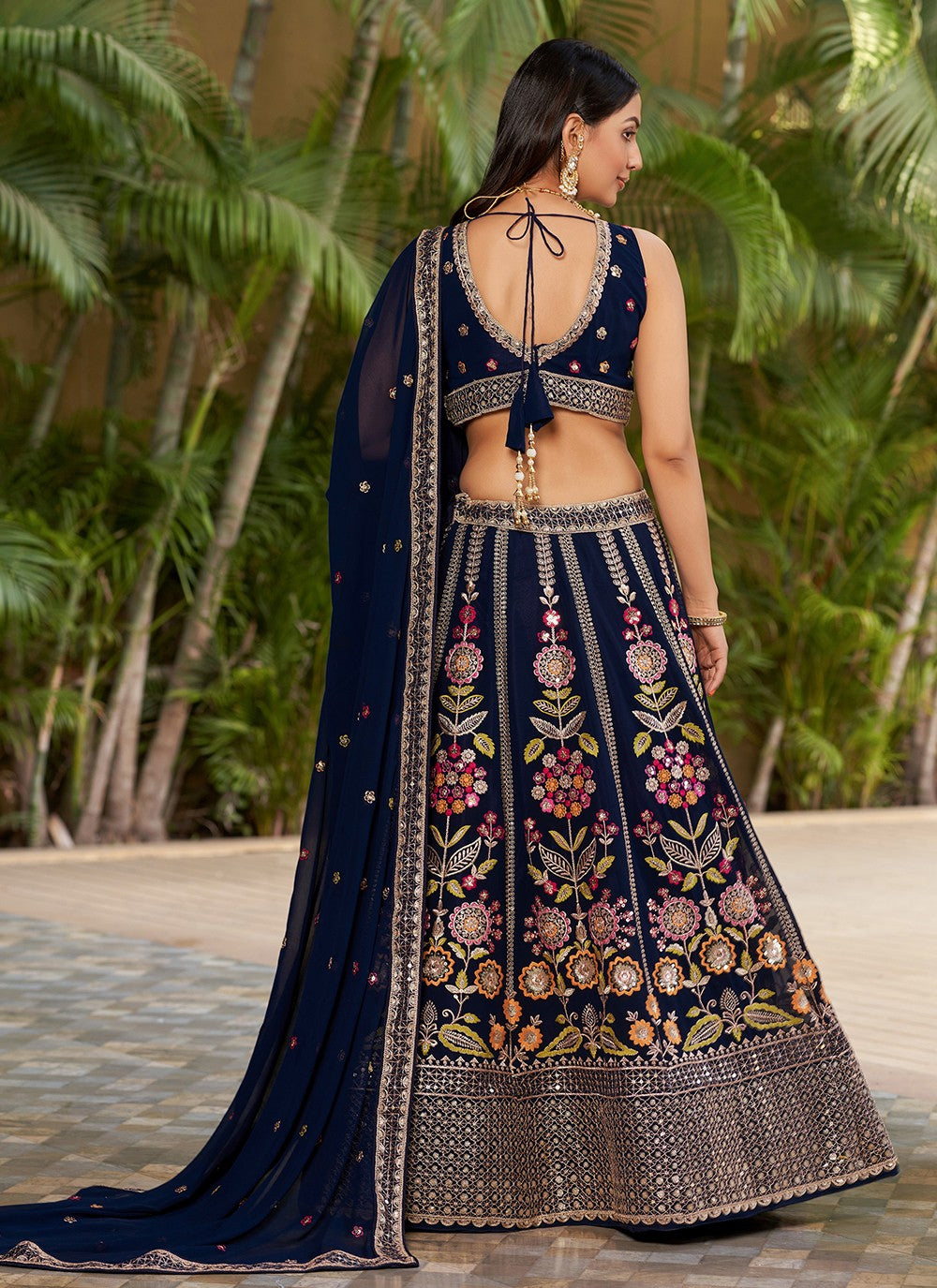 Embroidered Georgette A - Line Lehenga - L1528