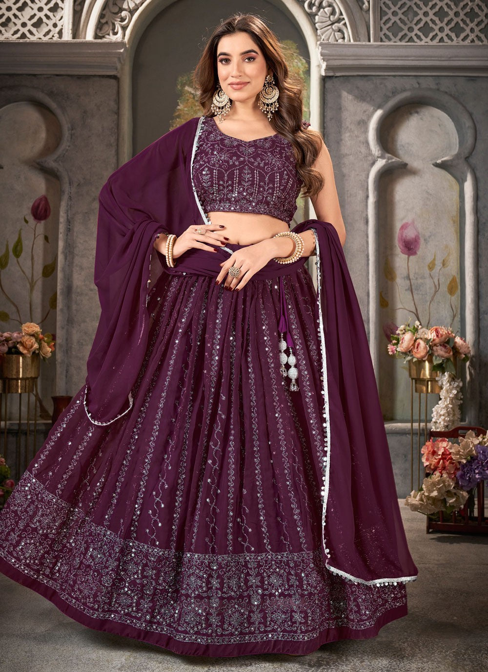 Embroidered Georgette A - Line Lehenga - L1488