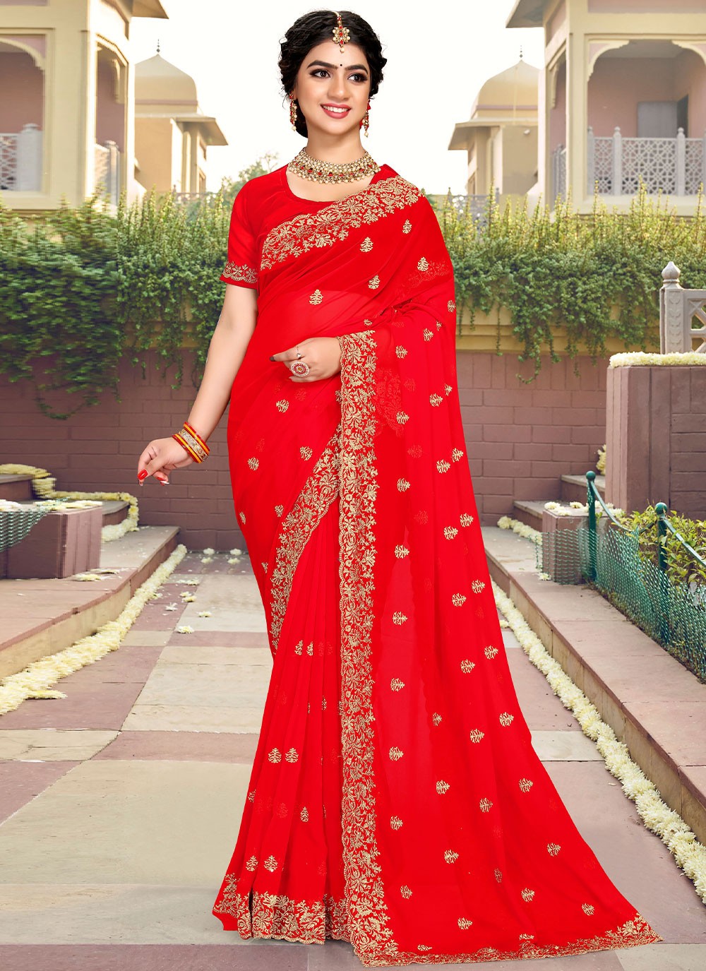 Saree Embroidered Georgette Saree - S2546