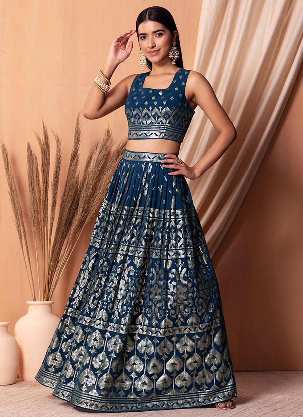 Embroidered Georgette Lehenga - L3107