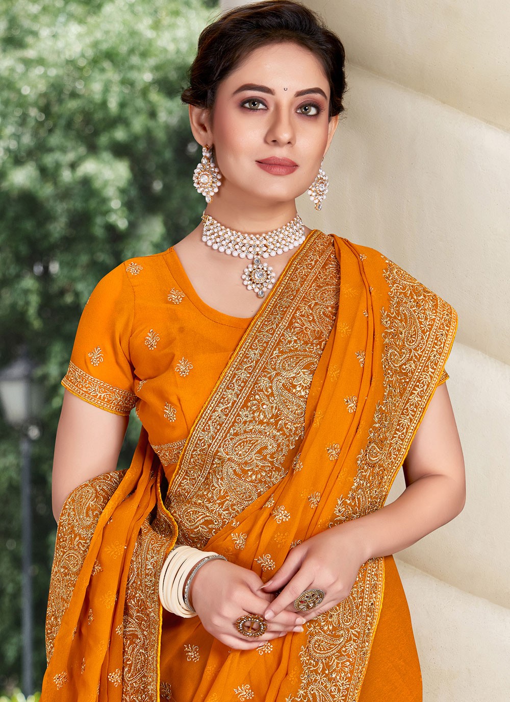 Classic Embroidered Georgette Saree - S1834