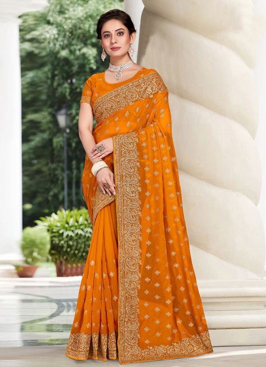 Classic Embroidered Georgette Saree - S1834