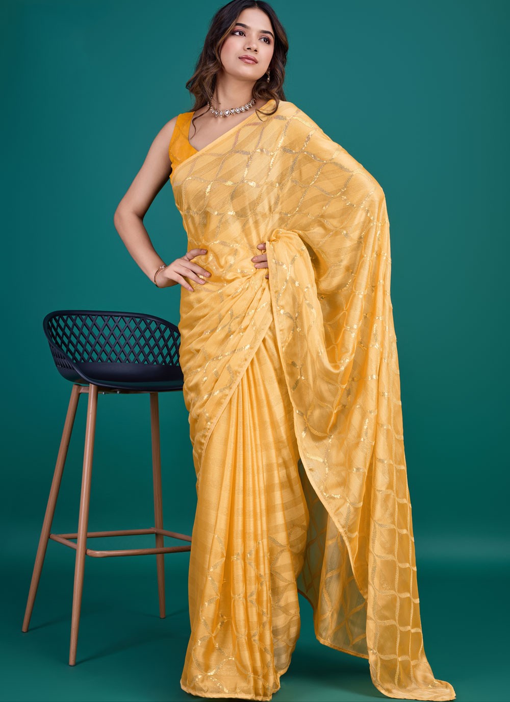 Classic Embroidered Georgette Saree - S8729