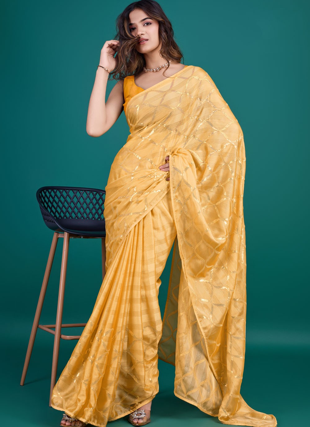 Classic Embroidered Georgette Saree - S8729