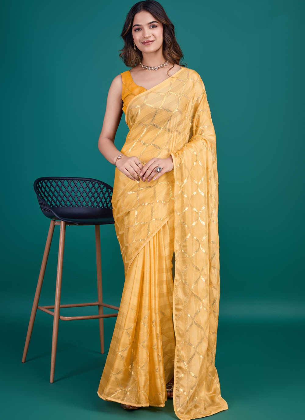 Classic Embroidered Georgette Saree - S8729