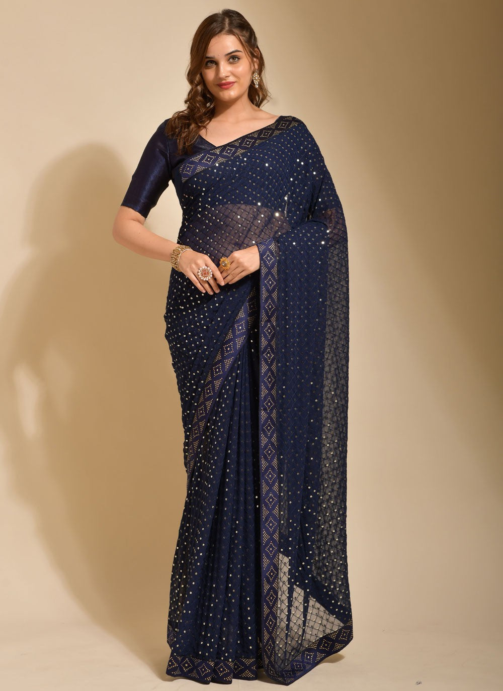 Classic Embroidered Georgette Saree - S2115