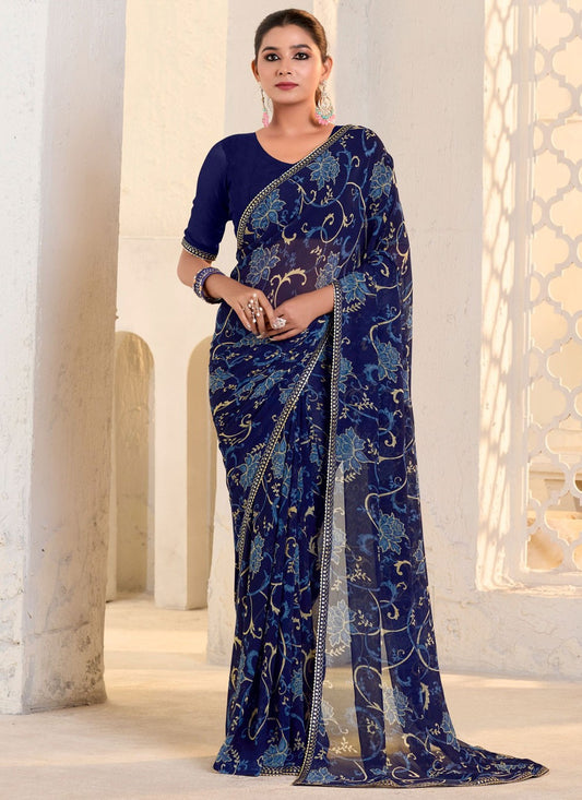 Classic Printed Georgette Saree - S9556