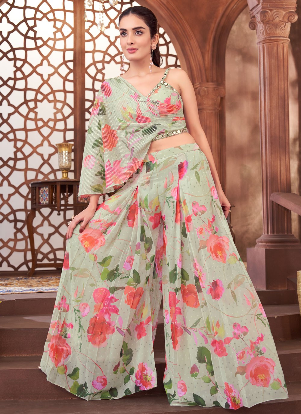 Mirror Georgette Palazzo Suit - T4256