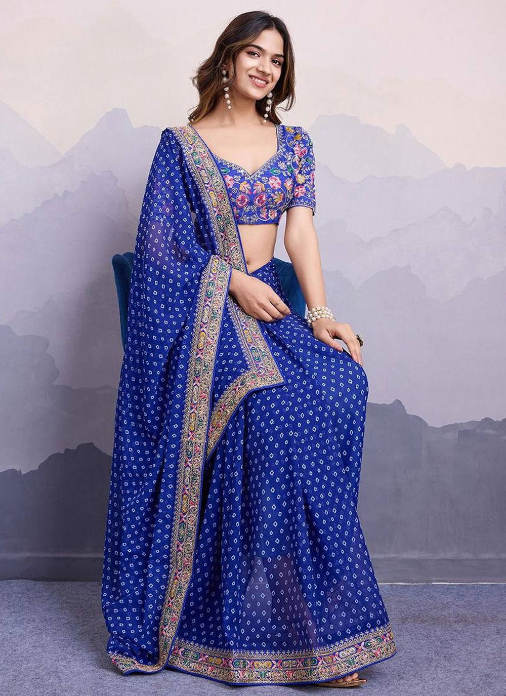 Classic Border Work Georgette Saree - S7884