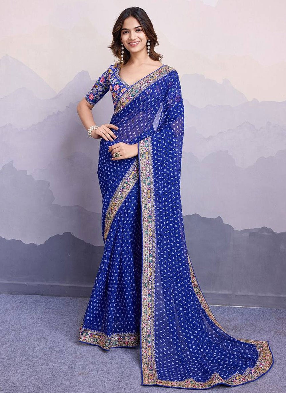 Classic Border Work Georgette Saree - S7884