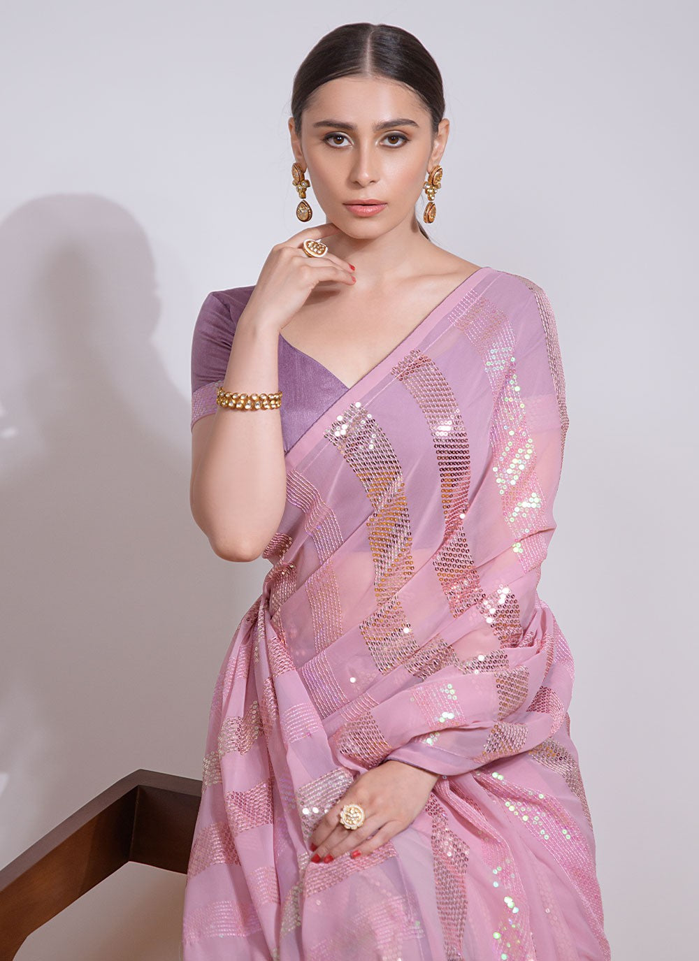 Classic Embroidered Georgette Saree - S3091