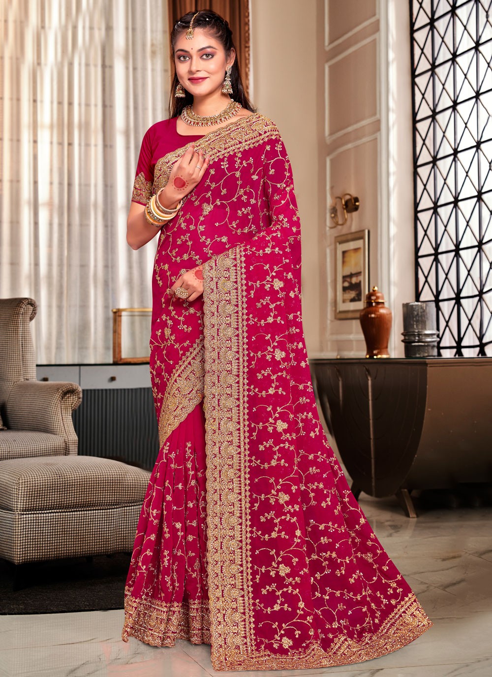 Trendy Cord Georgette Saree - S5426