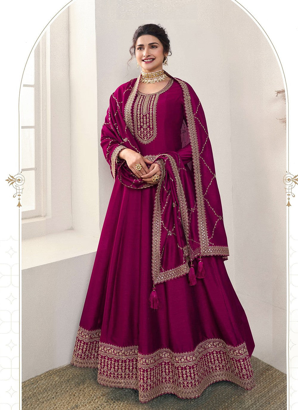 Georgette, Silk Anarkali - T2592