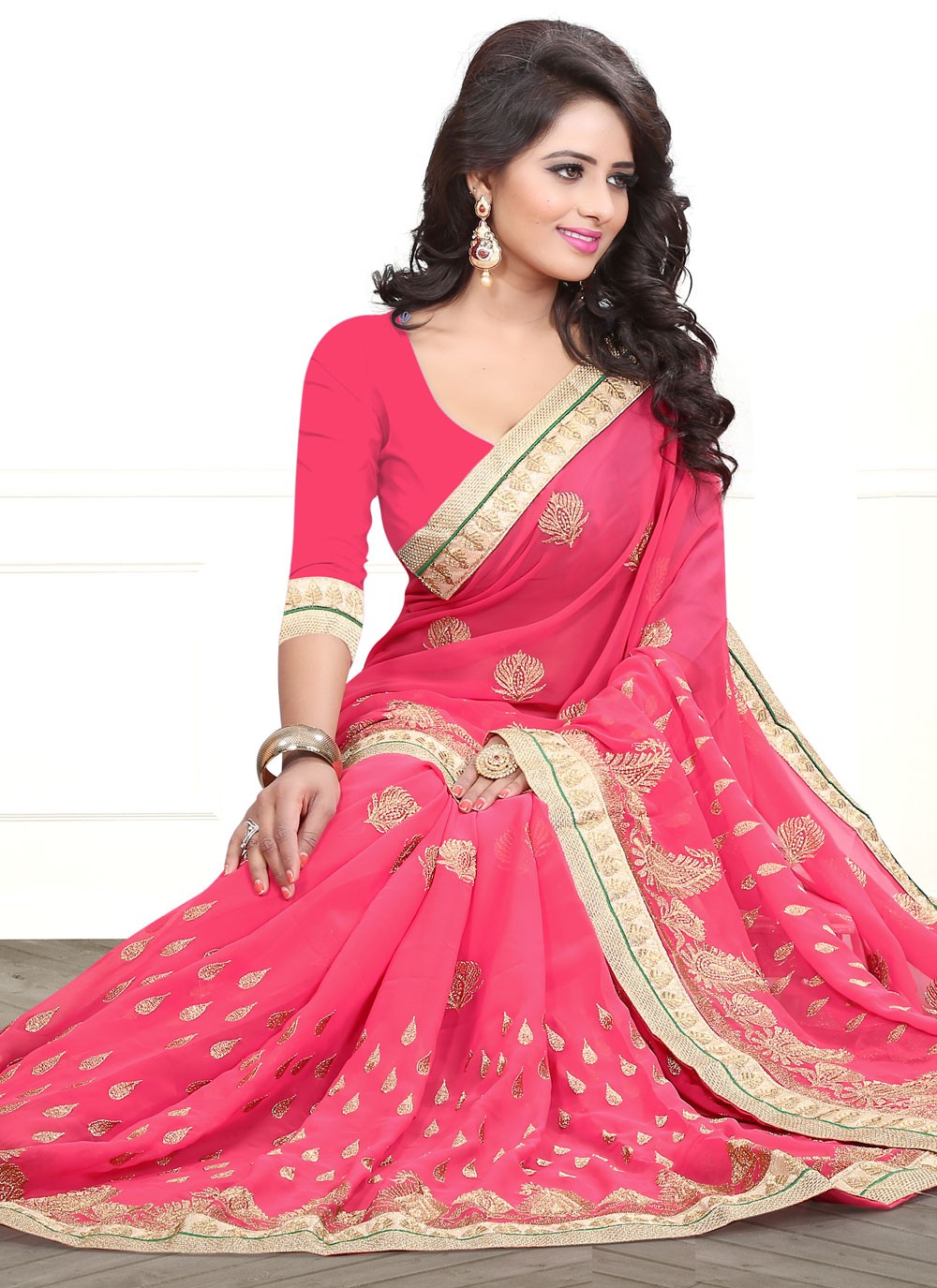 Classic Embroidered Georgette Saree - S4129