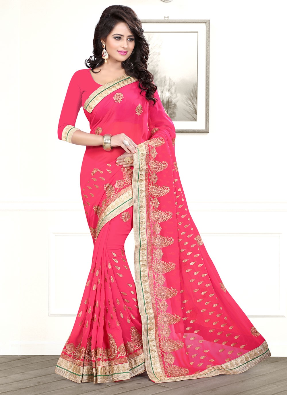 Classic Embroidered Georgette Saree - S4129