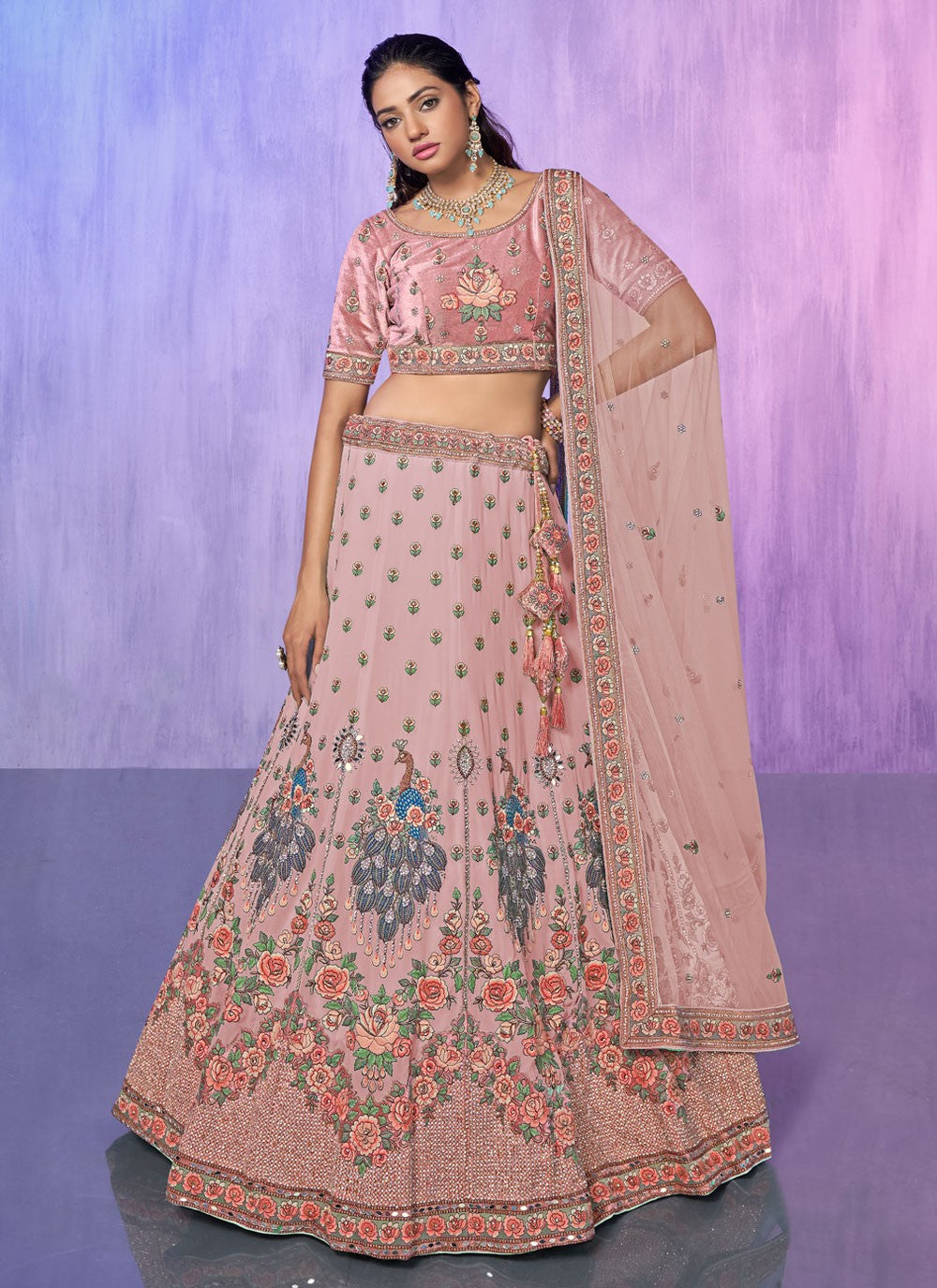 Embroidered Georgette A - Line Lehenga - L1332