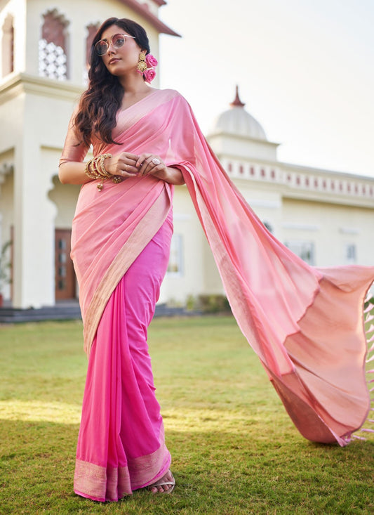 Trendy Woven Georgette Saree - S4387