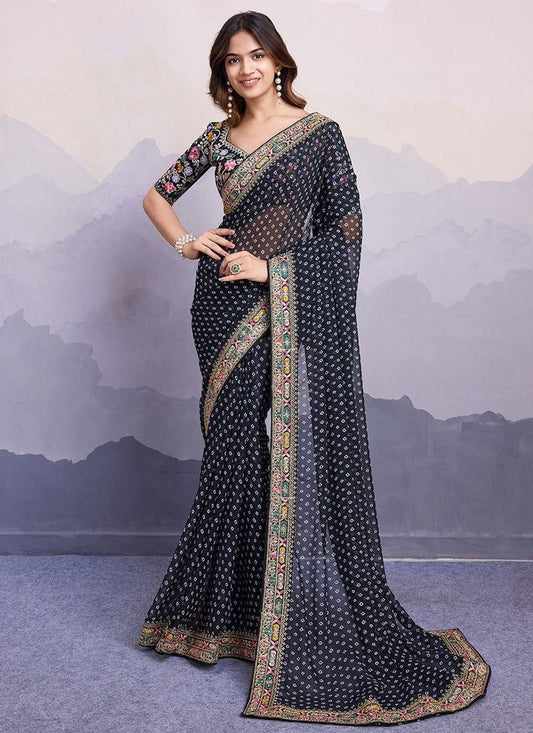 Classic Border Work Georgette Saree - S7884