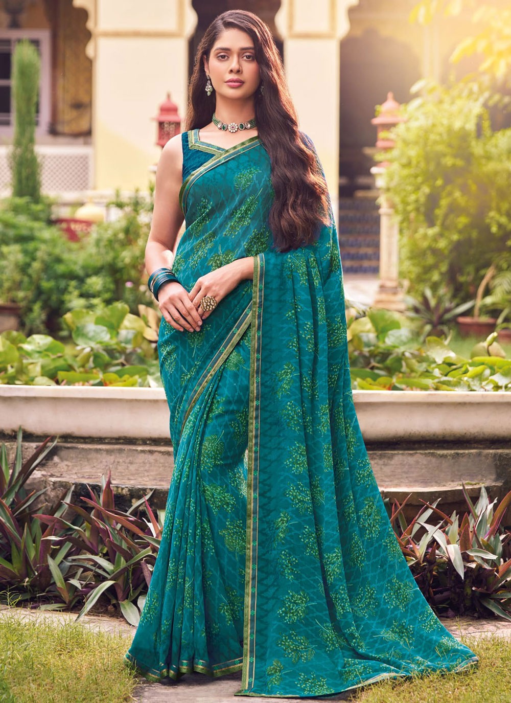 Classic Printed Georgette Saree - S9327