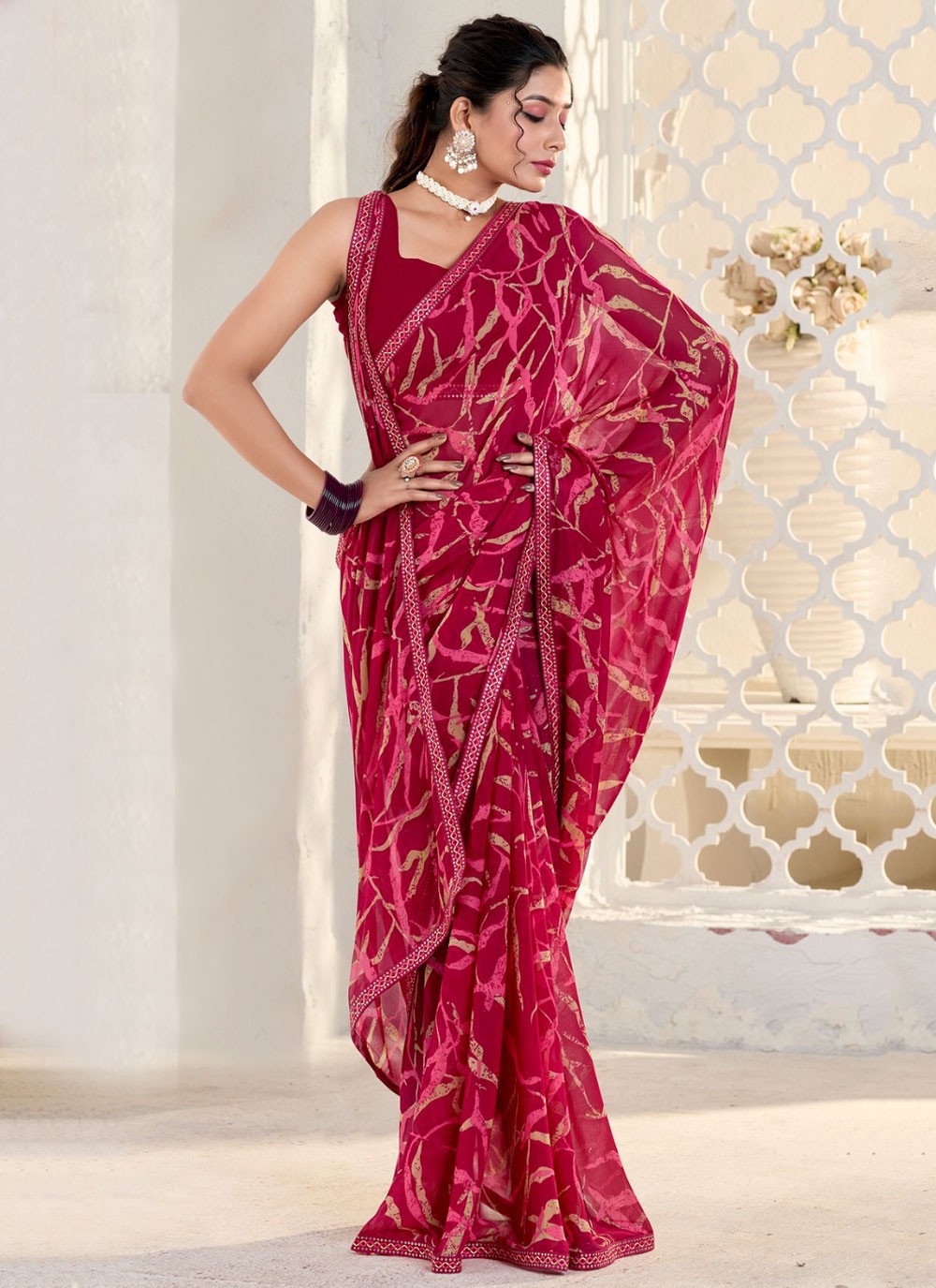 Classic Printed Georgette Saree - S9556