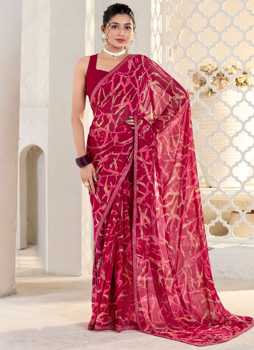 Classic Printed Georgette Saree - S9556