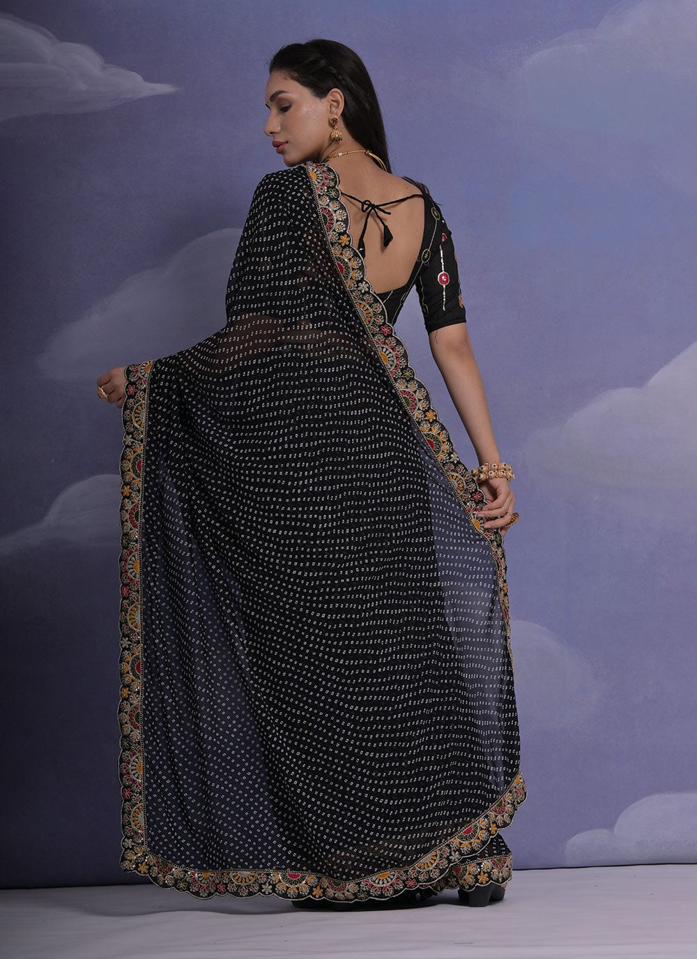 Trendy Border Work Georgette Saree - S4882