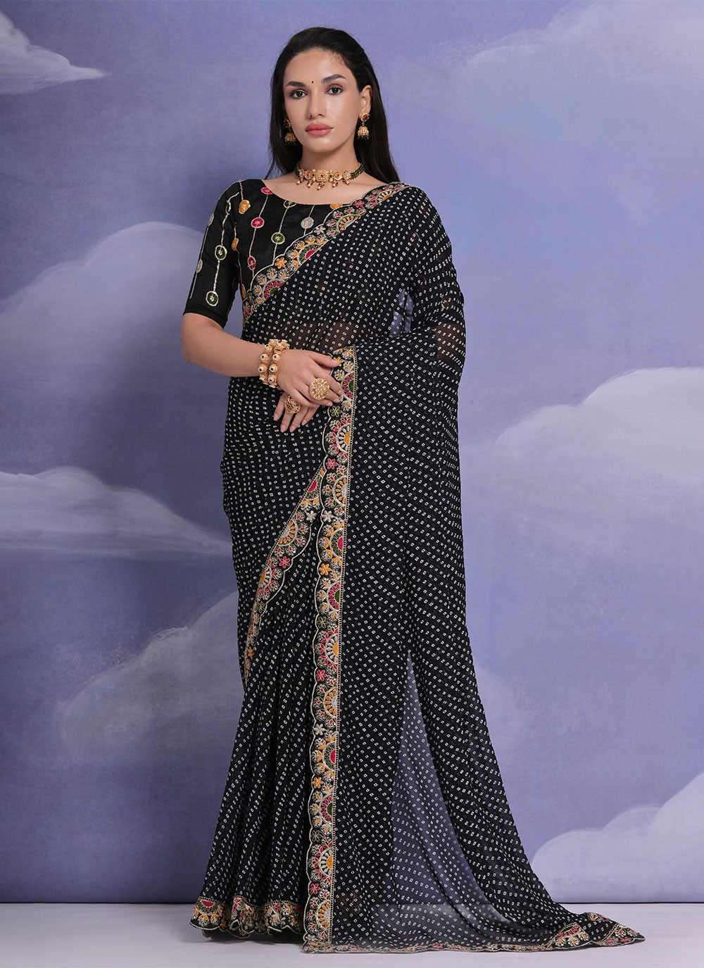 Trendy Border Work Georgette Saree - S4882