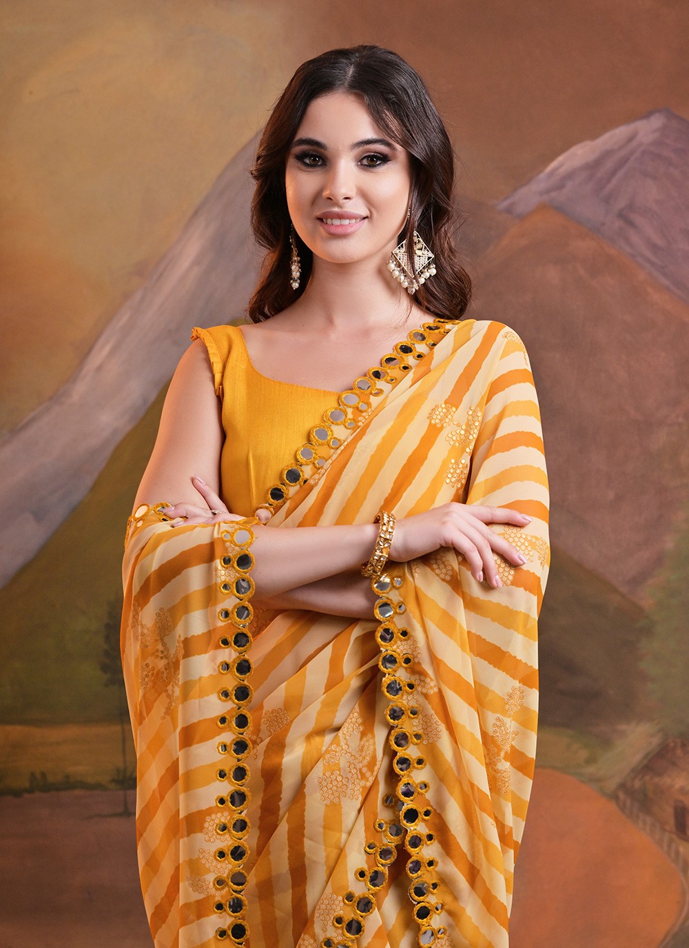 Classic Foliage Prints Georgette Saree - S6564