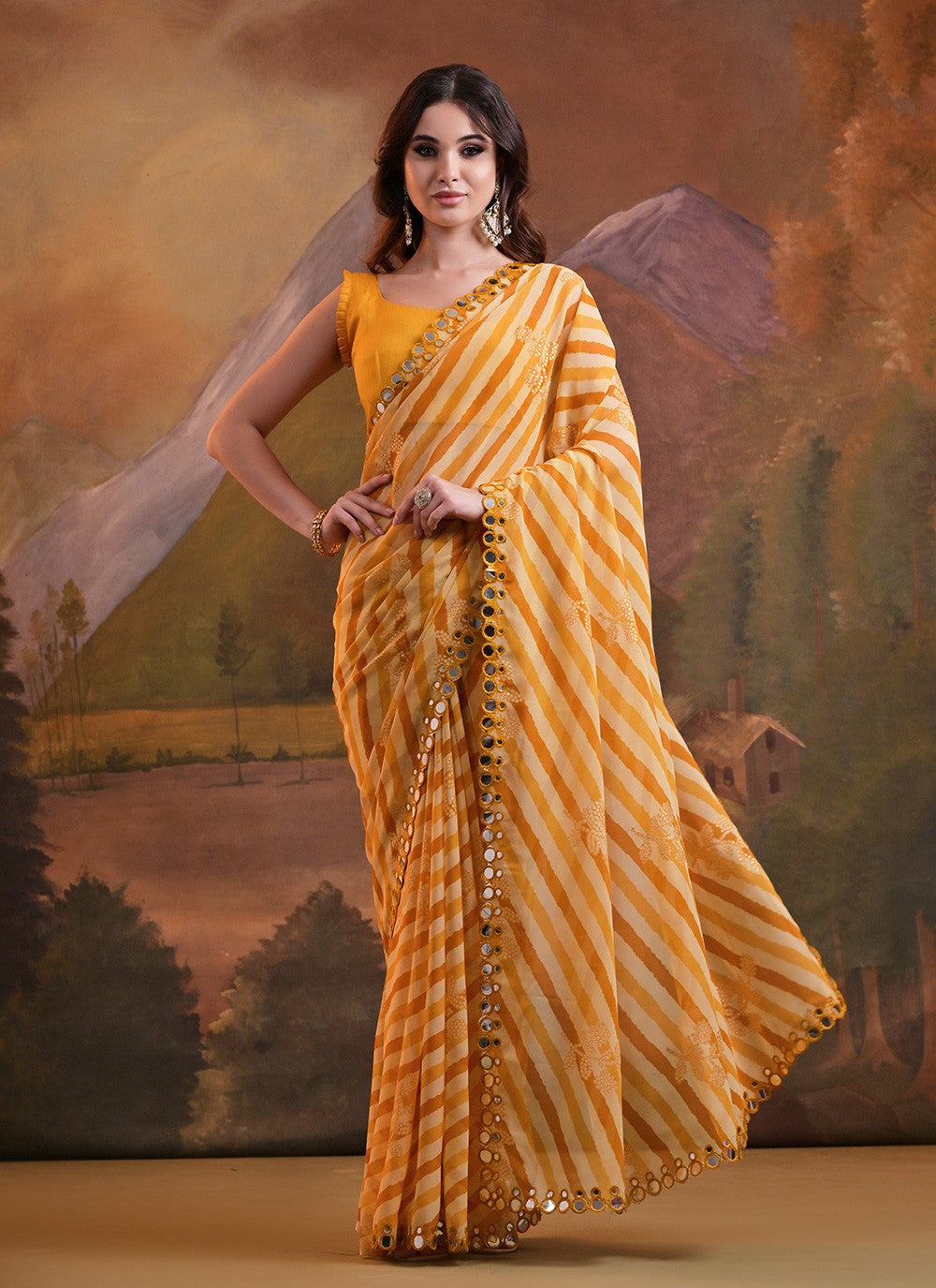 Classic Foliage Prints Georgette Saree - S6564