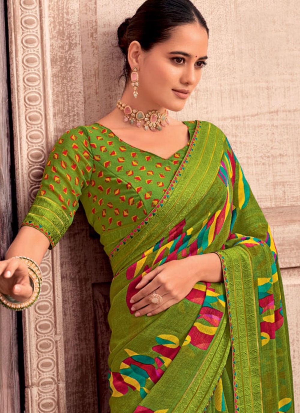 Classic Printed Georgette Saree - S9343