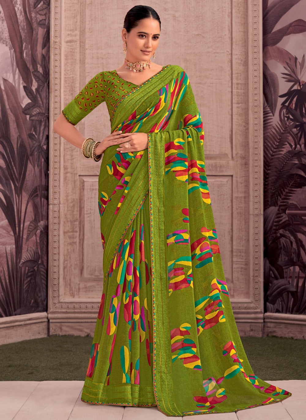 Classic Printed Georgette Saree - S9343