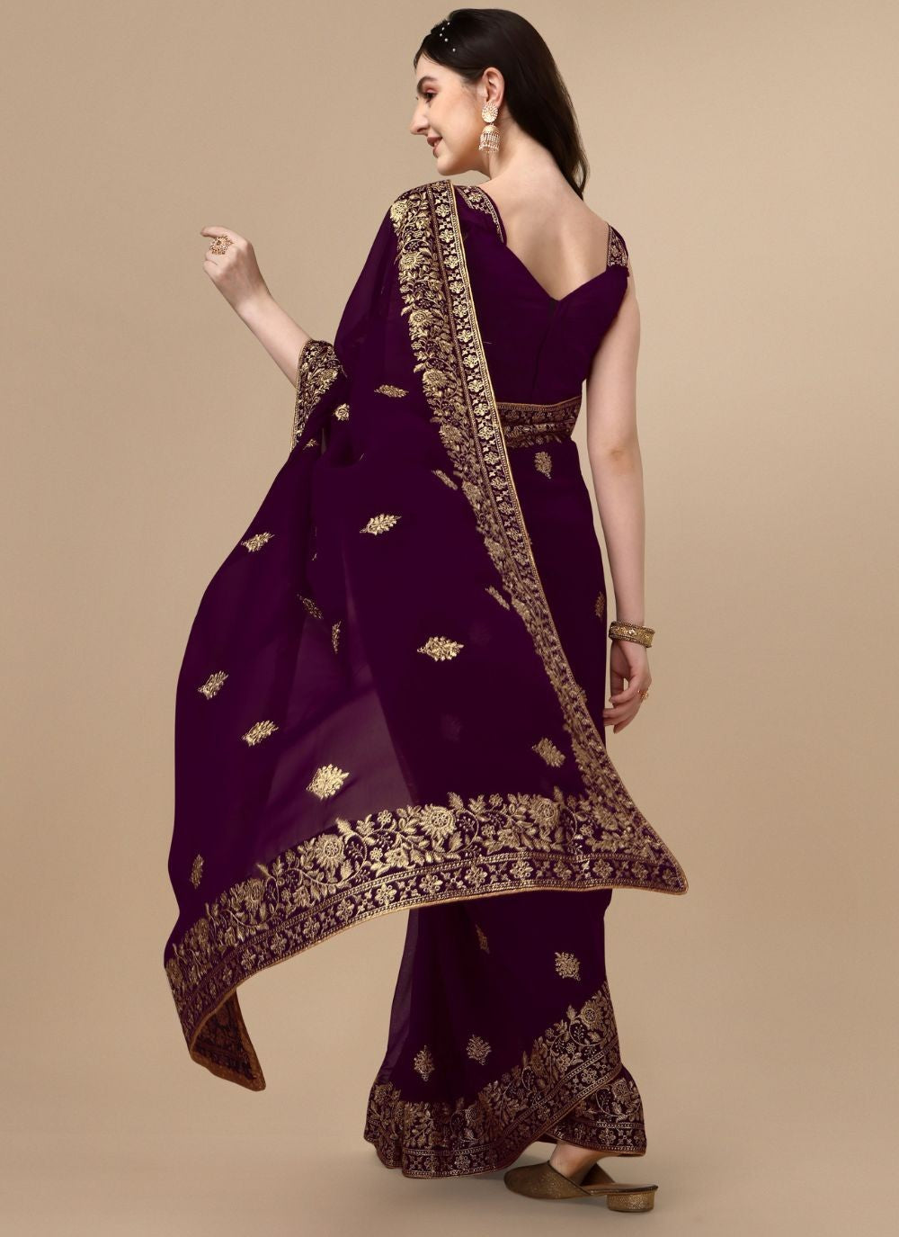 Classic Embroidered Georgette Saree - S4842