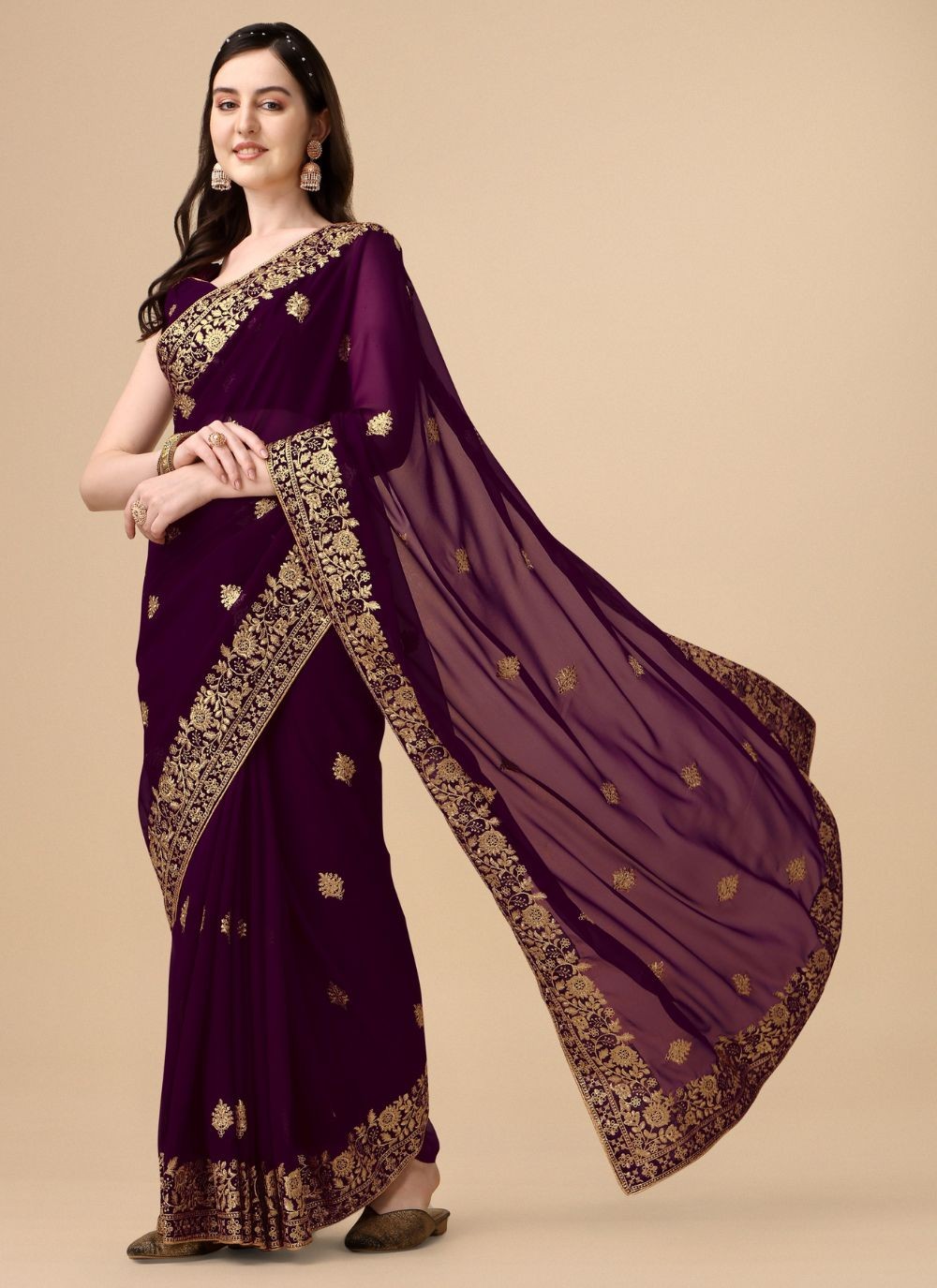 Classic Embroidered Georgette Saree - S4842