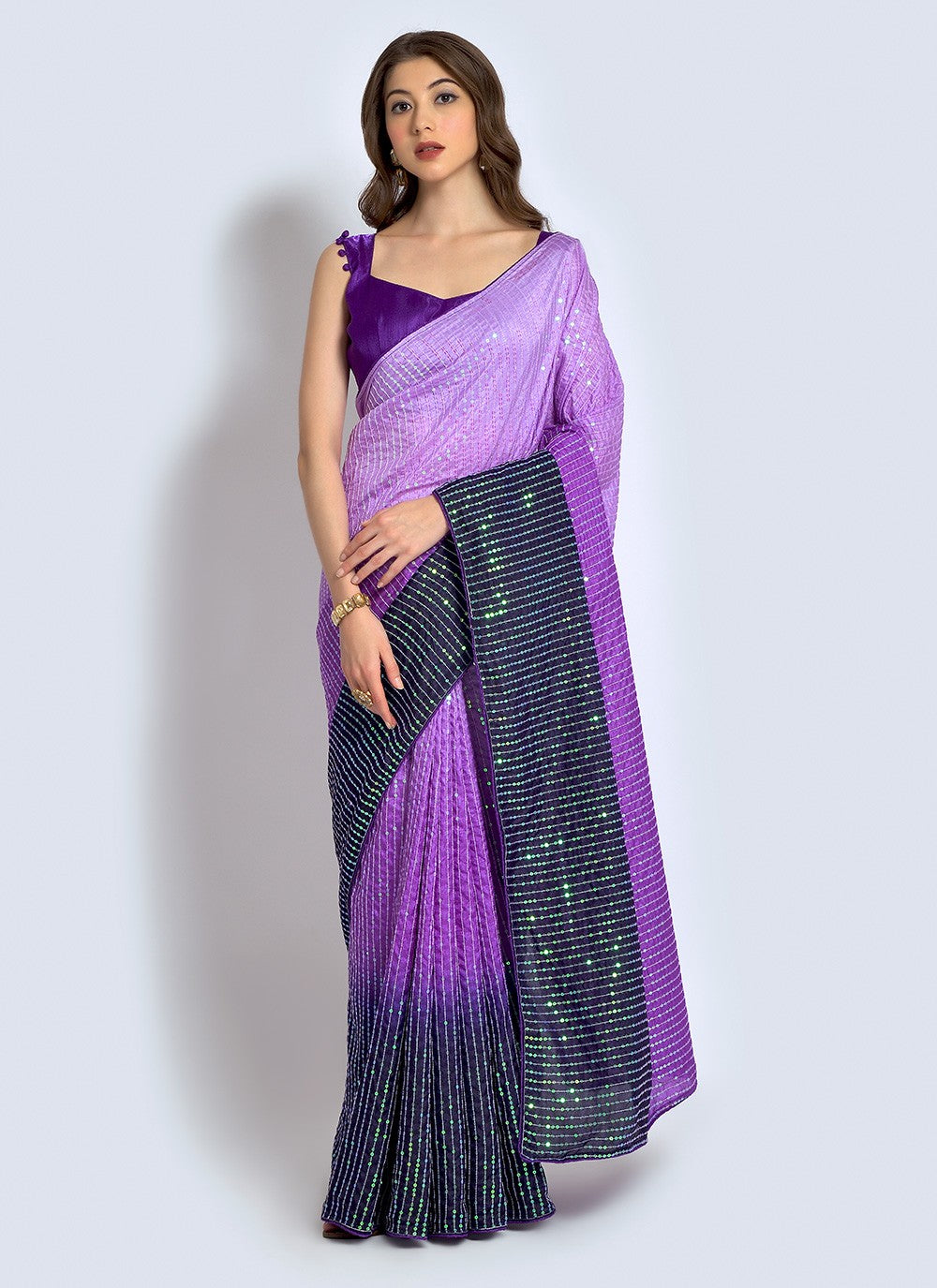 Shaded Sequins Georgette Saree - S2167