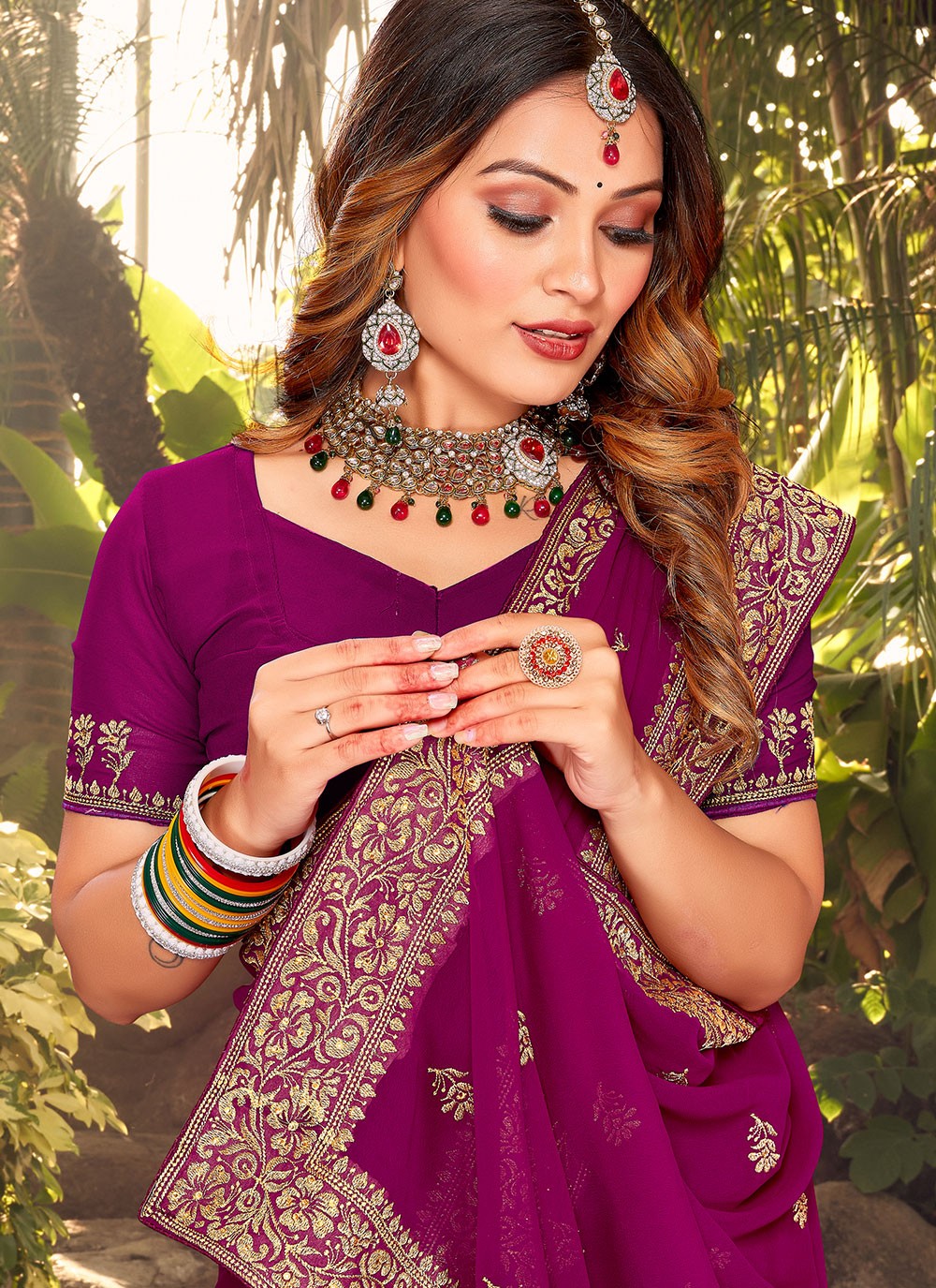 Contemporary Embroidered Georgette Saree - S2966