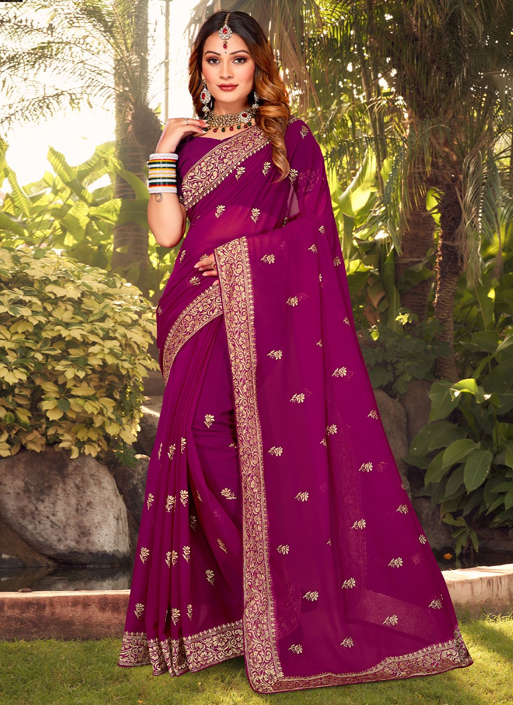 Contemporary Embroidered Georgette Saree - S2966