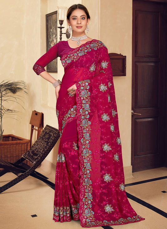 Traditional Embroidered Georgette Saree - S1767