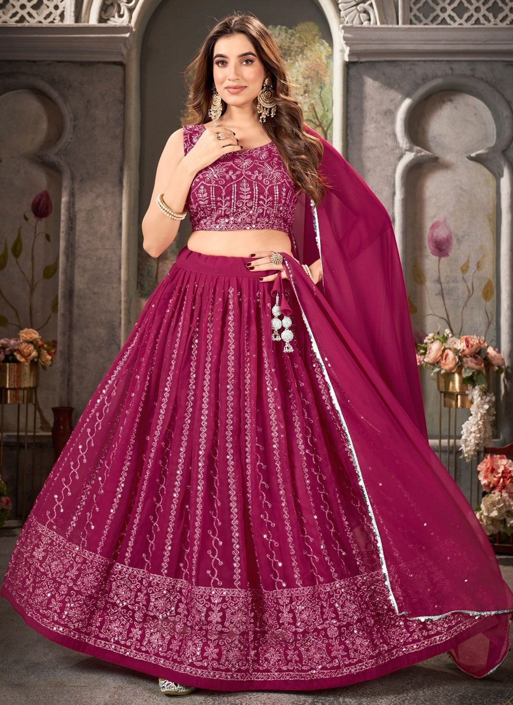 Embroidered Georgette A - Line Lehenga - L1488