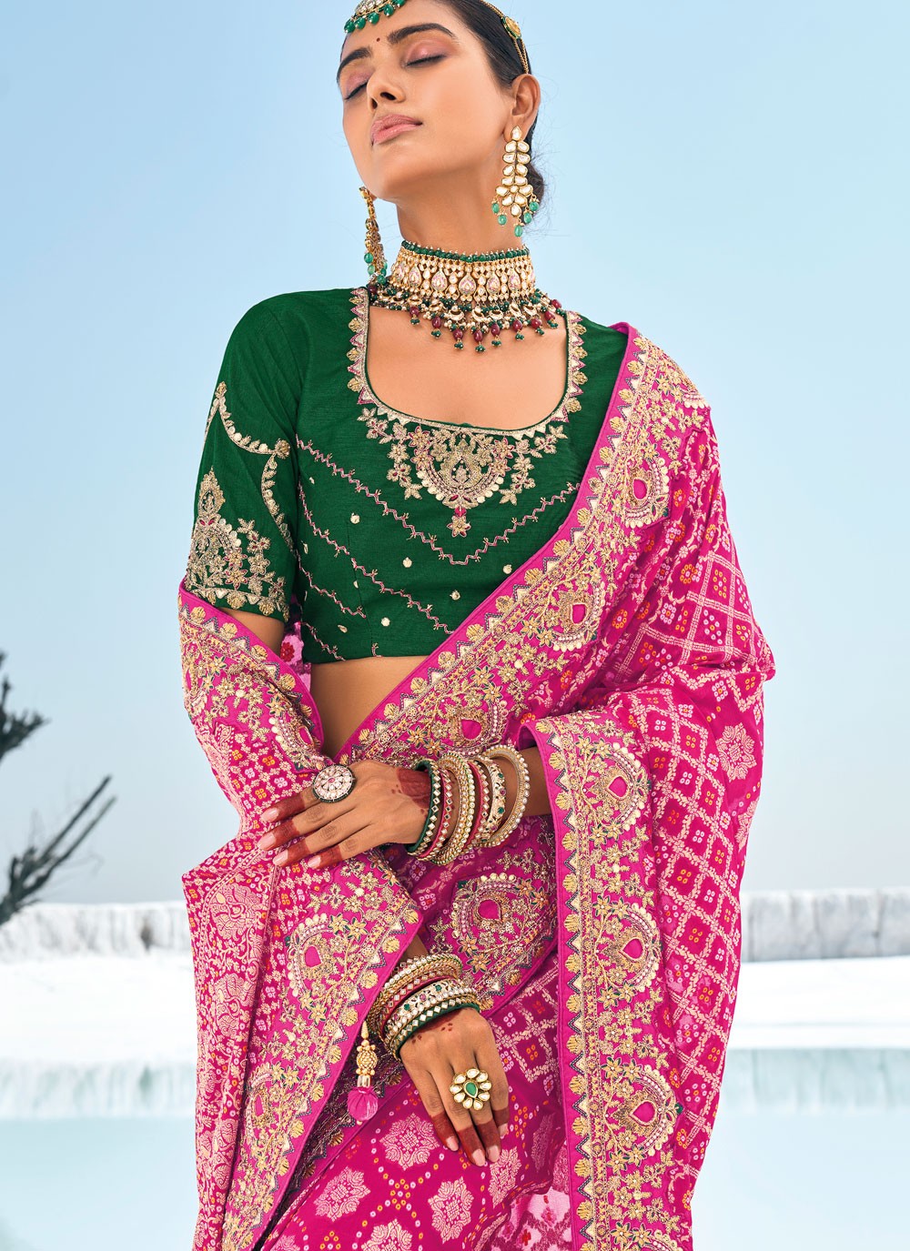 Classic Embroidered Georgette Saree - S9586