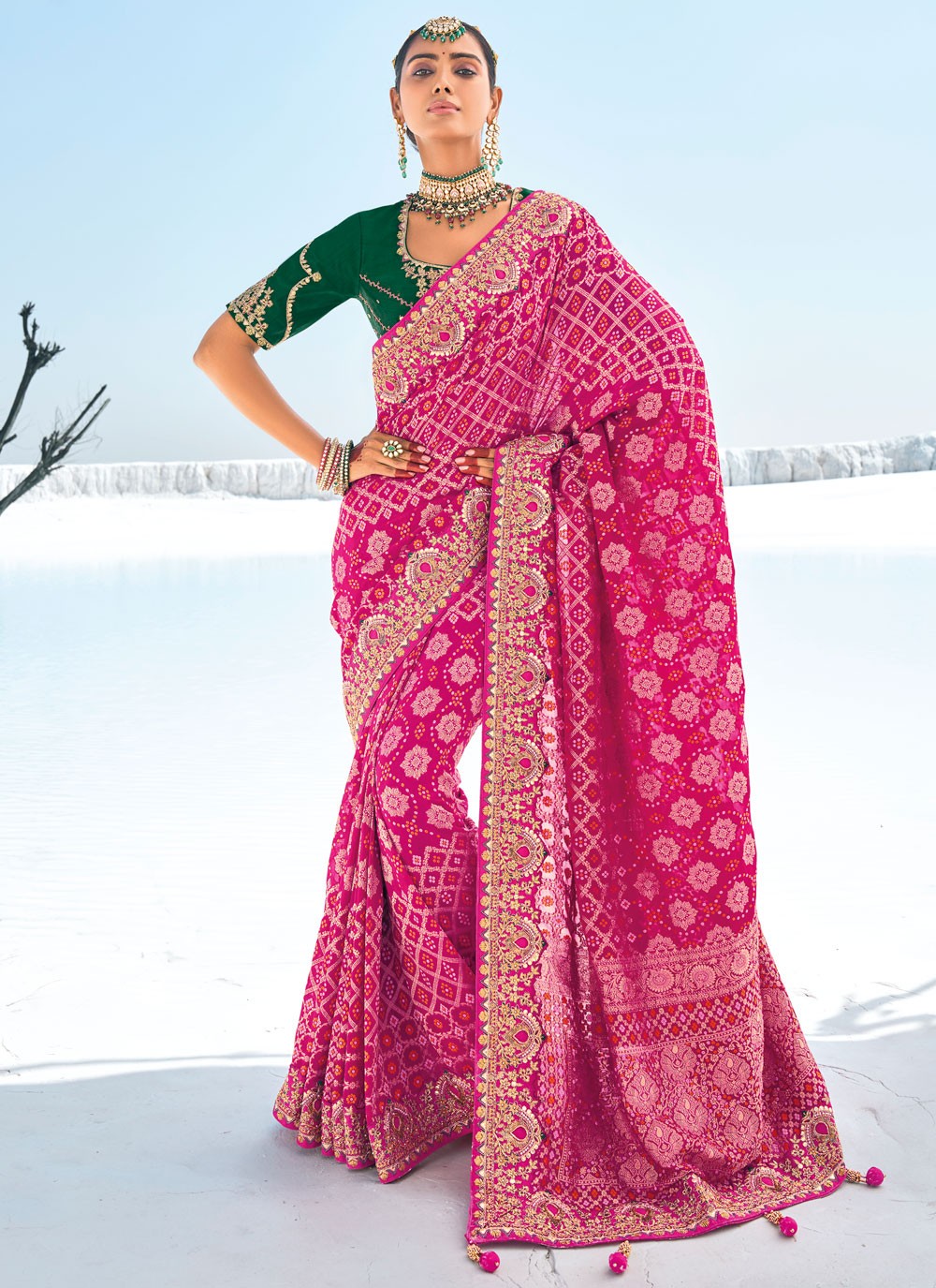 Classic Embroidered Georgette Saree - S9586