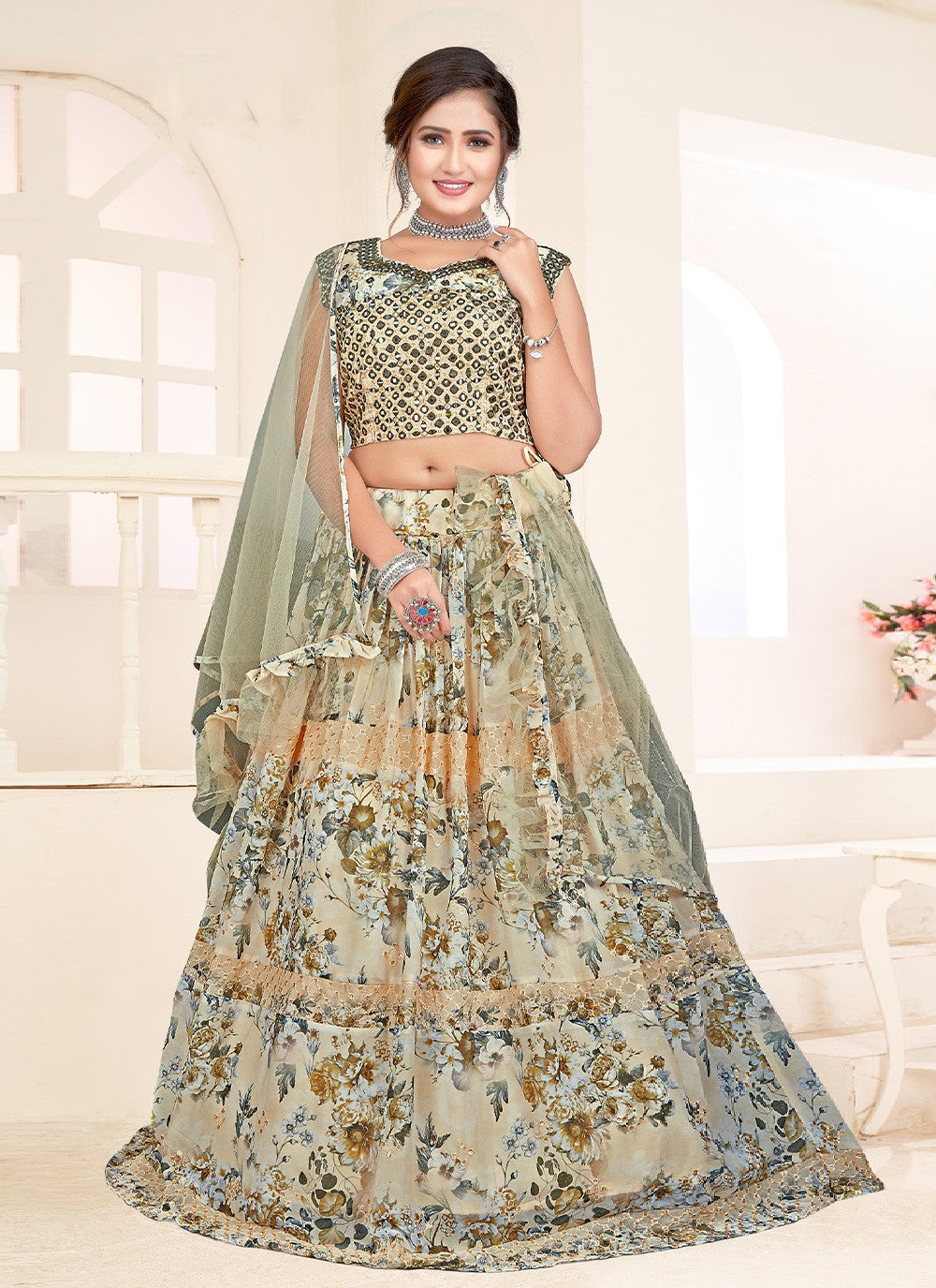 Embroidered Georgette Readymade Lehenga Choli - L0871