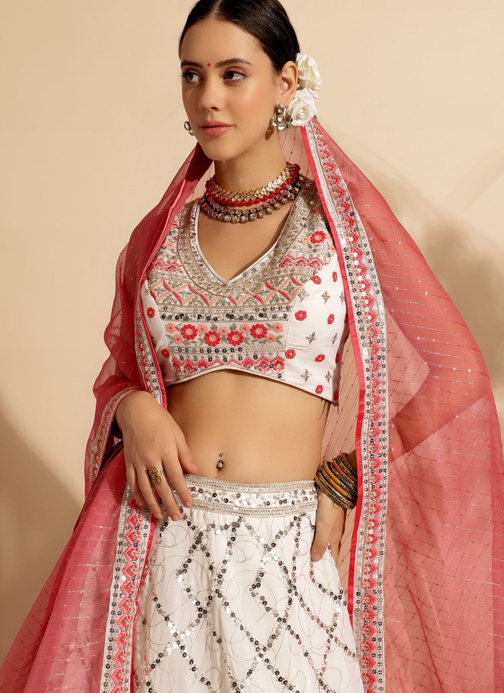 Embroidered Georgette Readymade Lehenga Choli - L1727