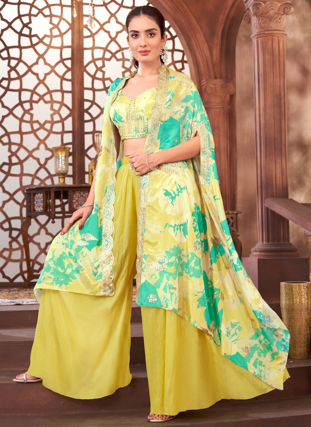 Mirror Georgette Palazzo Suit - T4256