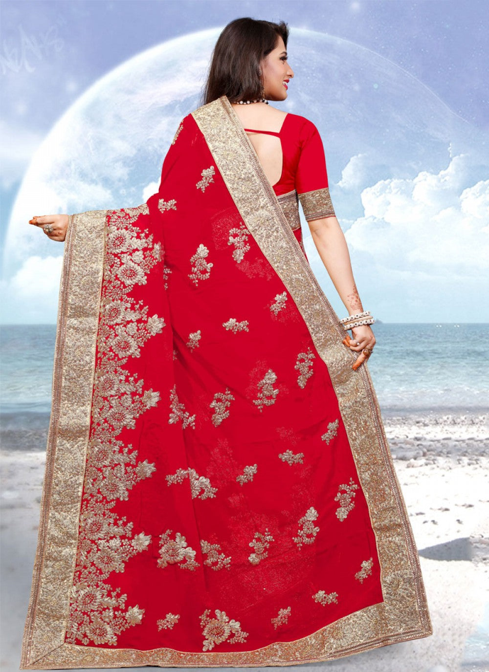 Classic Embroidered Georgette Saree - S0294