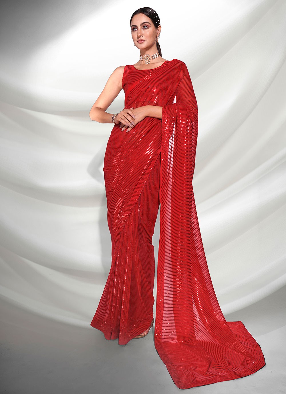 Classic Embroidered Georgette Saree - S3093