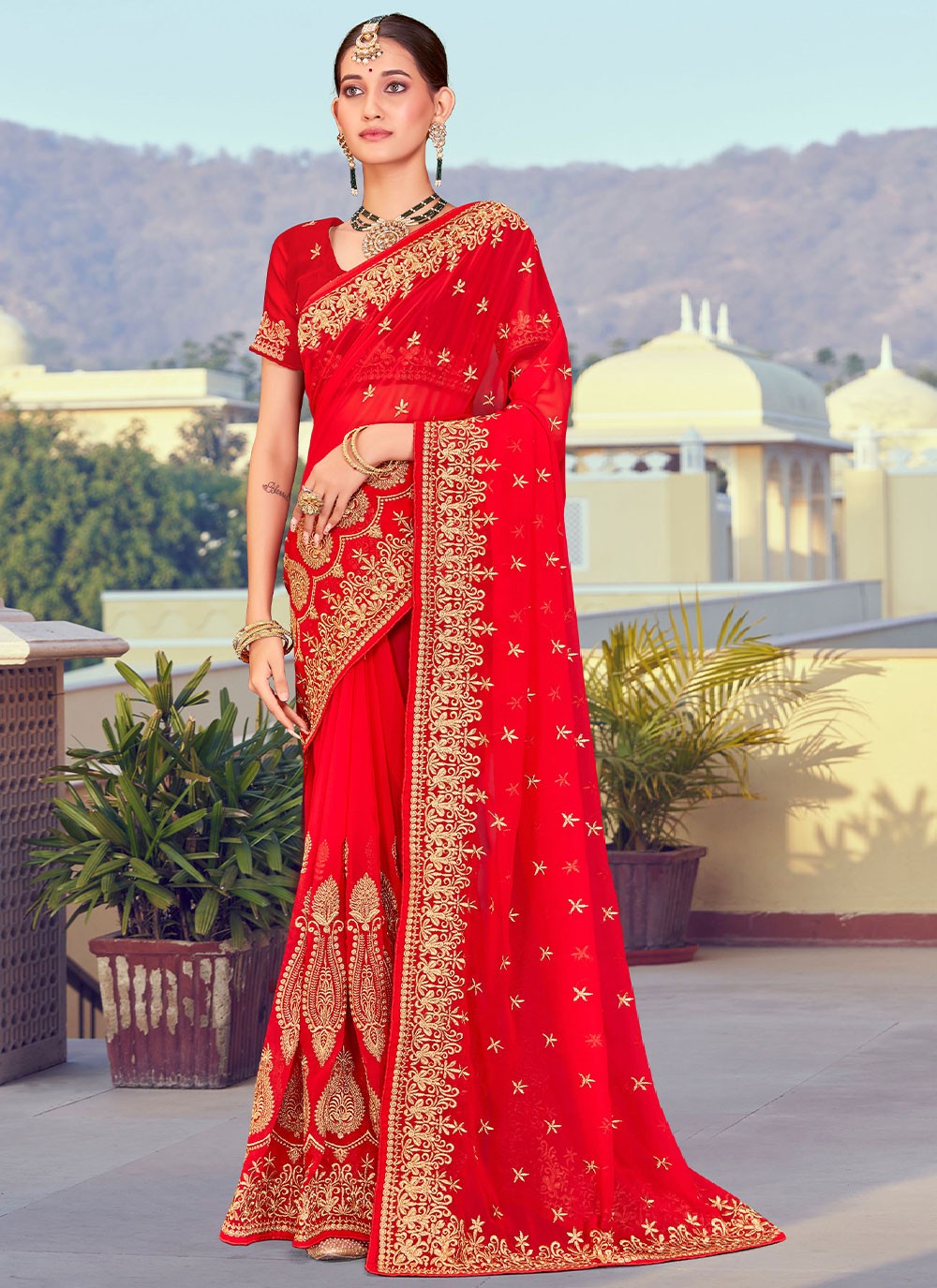 Saree Embroidered Georgette Saree - S2744