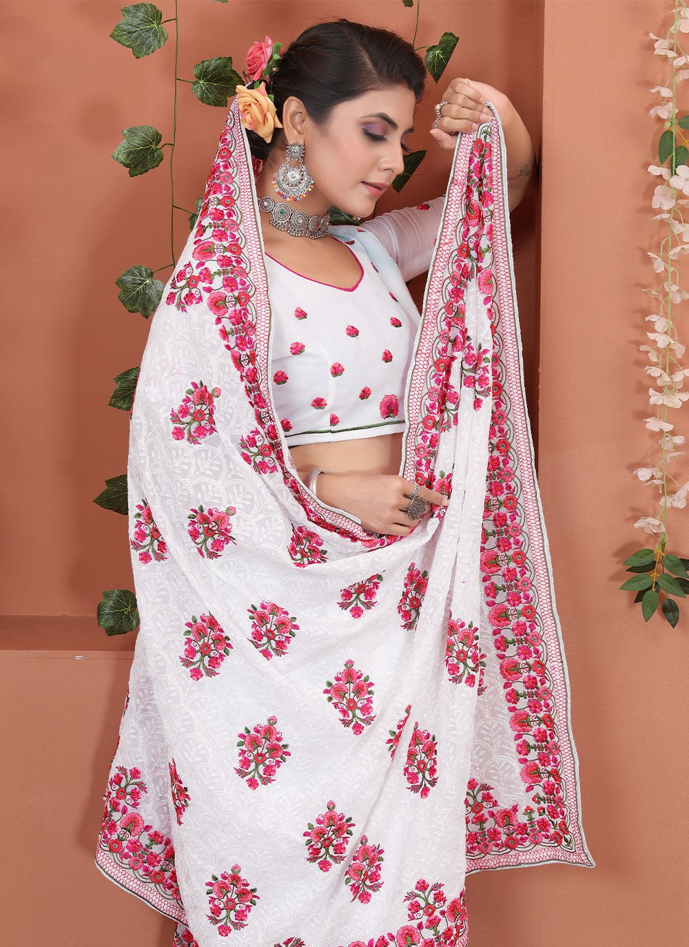 Traditional Embroidered Georgette Saree - S1701