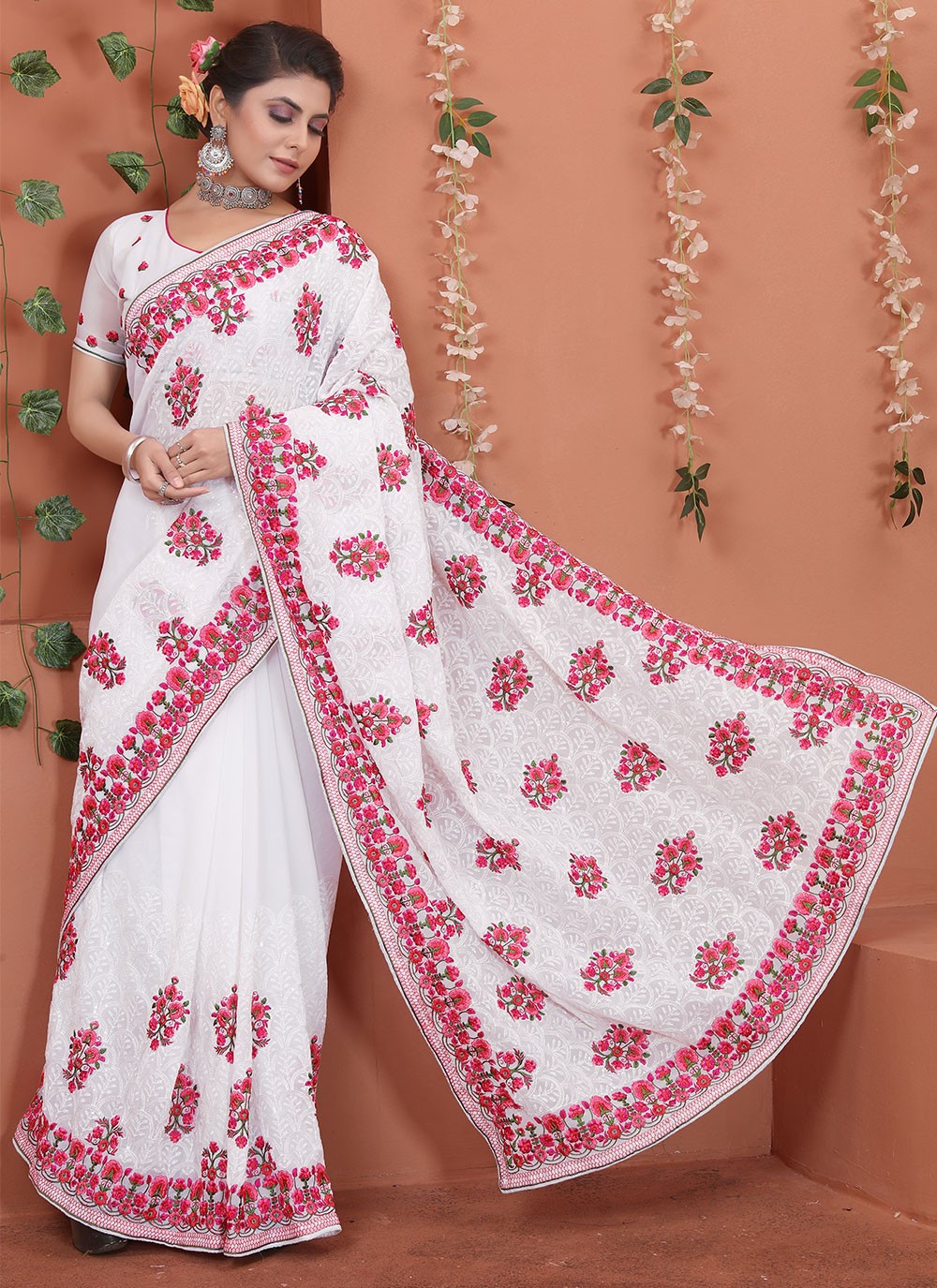 Traditional Embroidered Georgette Saree - S1701