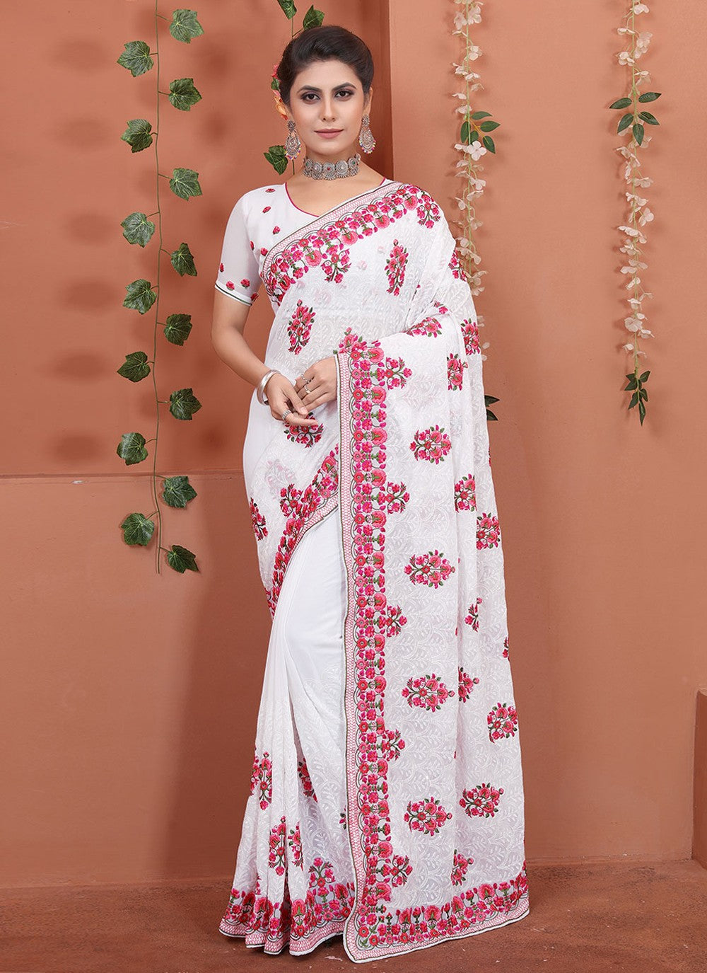 Traditional Embroidered Georgette Saree - S1701